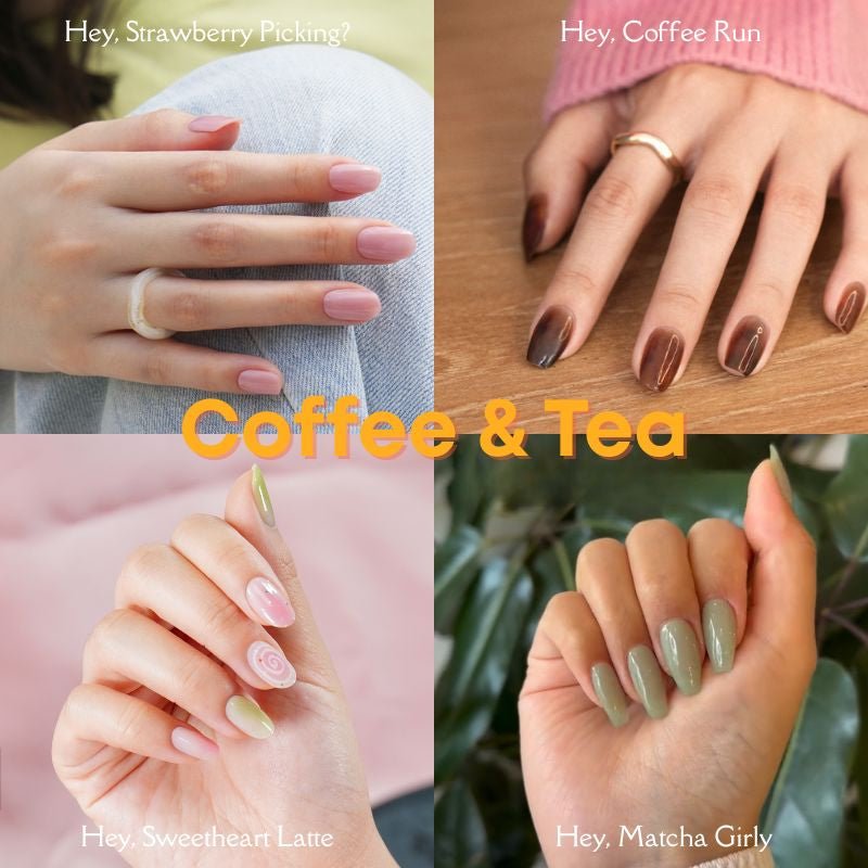 Coffee & Tea Set - Heyhae - sun sured gel nail stickers