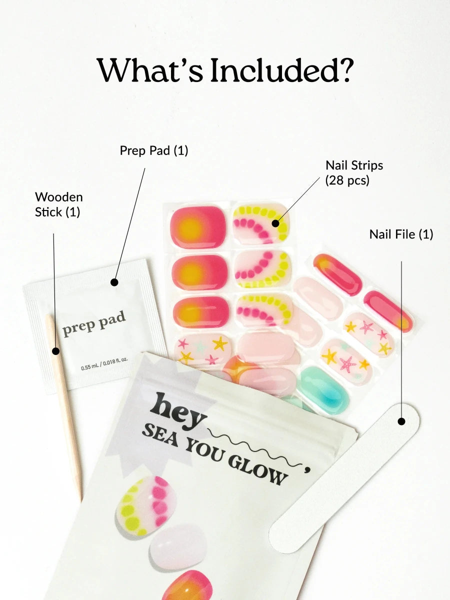 Hey, Sea you Glow - Heyhae - sun sured gel nail stickers